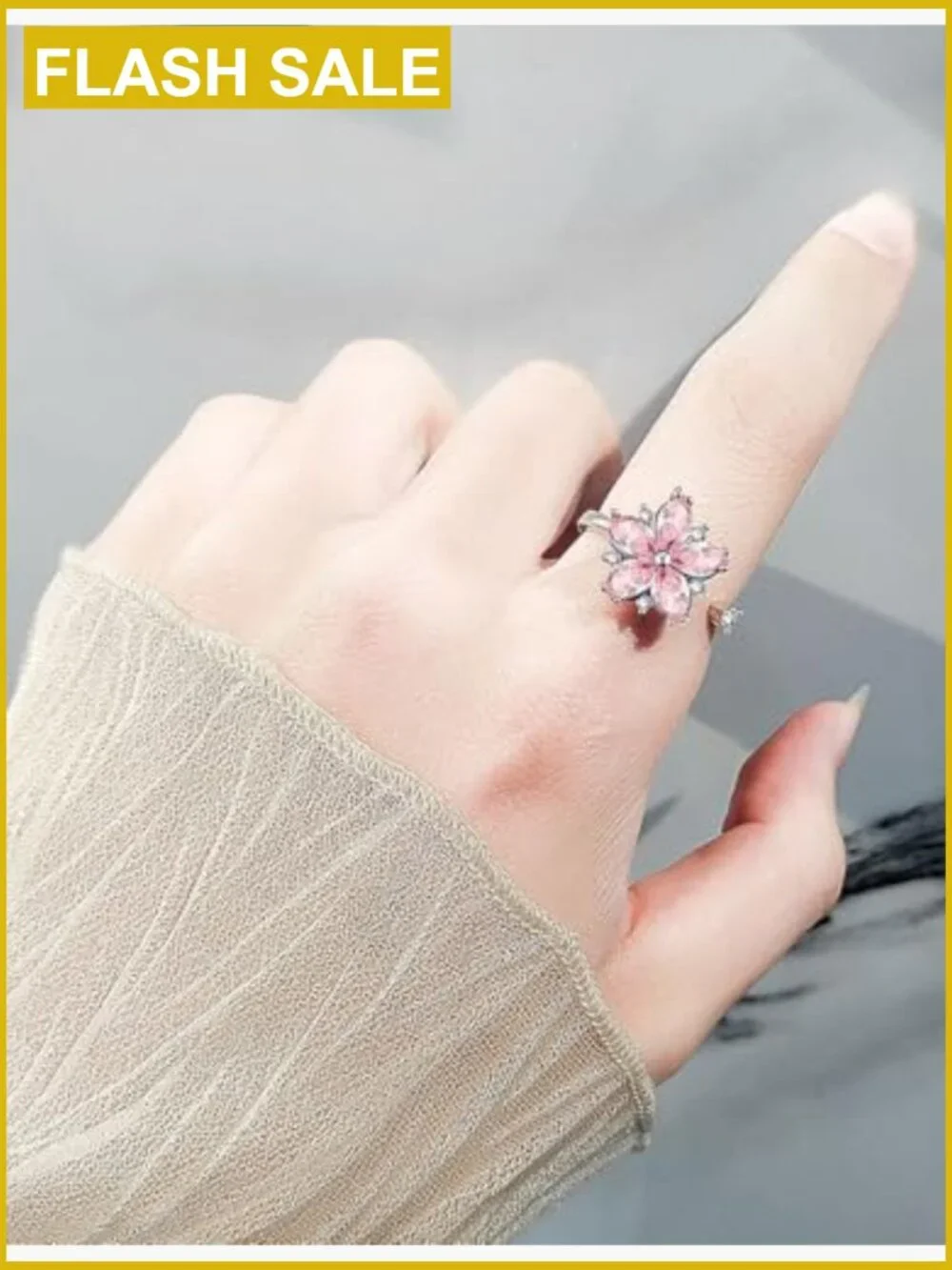 Adjustable Flower Spinner Anxiety Ring Daisy Sunflower Fidget
